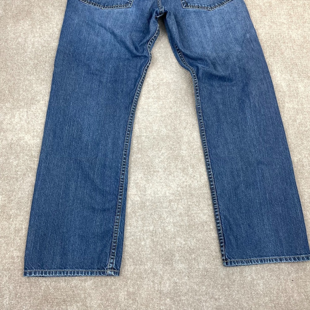 Wrangler Slim Straight Jeans Mens 33x29 Blue Whiskered Denim Medium Wash Western - Picture 5 of 12